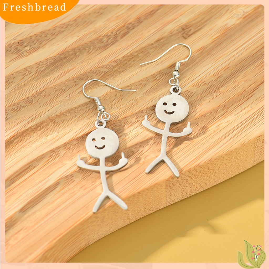 &lt; Freshbread &gt; 1pasang Menjuntai Anting Buatan Tangan Tindik Geometris Eye-catching Electroplating Dekorasi Wanita Lucu Punk Stickman Hook Earrings Fashion Perhiasan