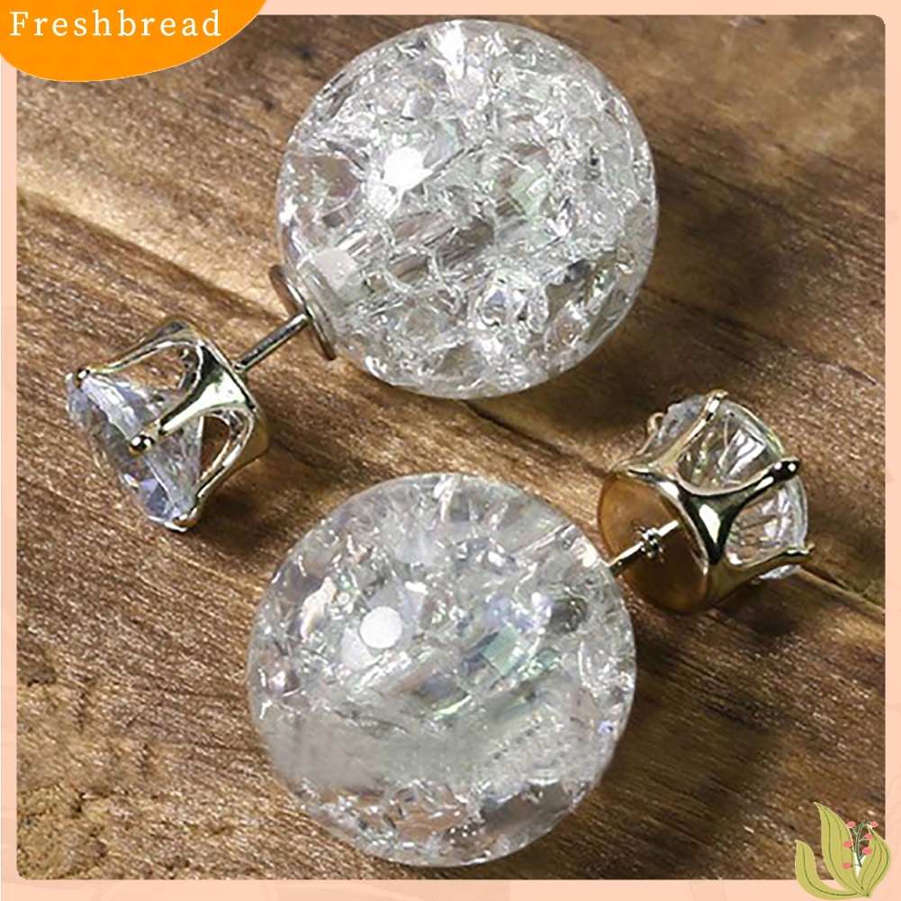 &lt; Freshbread &gt; Wanita Fashion Manik-Manik Mutiara Imitasi Berlian Imitasi Bentuk Bola Ear Studs Earrings Jewelry