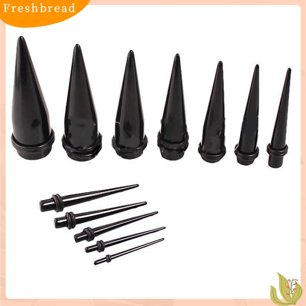 &lt; Freshbread &gt; Hitam Lurus Akrilik Bentuk Kerucut Telinga Expander Stretcher Taper Plug Device Device