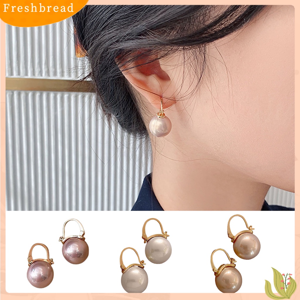 &lt; Freshbread &gt; 1pasang Anting Lady Drop Mutiara Imitasi Dikontrak Anting Menjuntai Geometris Vintage Elegan Untuk Hadiah