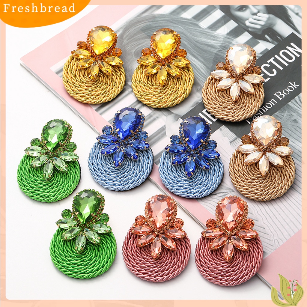 &lt; Freshbread &gt; Anting Kepribadian Berlebihan Handmade Braided Round Plaited Jewelry Ear Studs Untuk Wanita