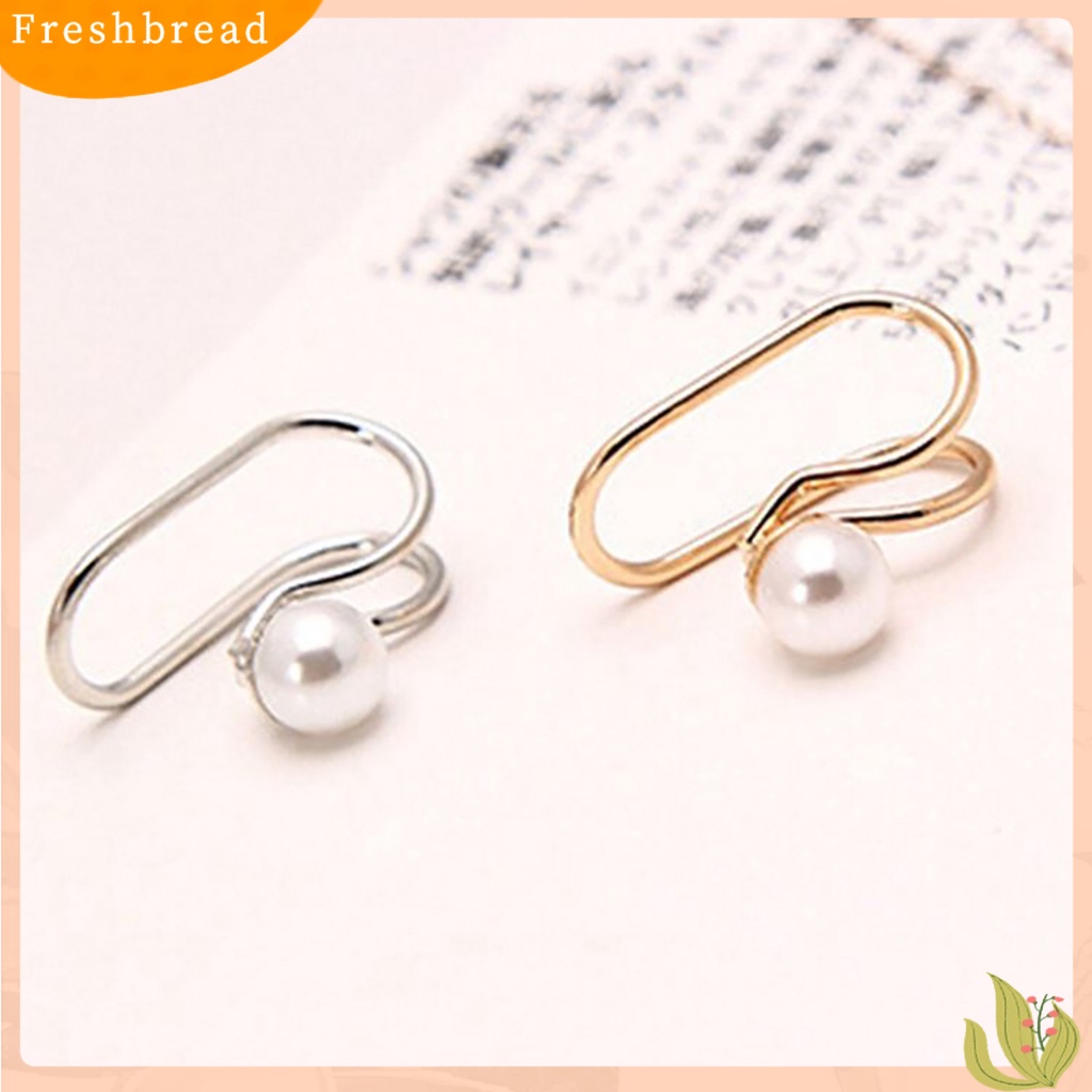 < Freshbread > 1Pc Wanita Tipe U Cubic Zirconia Mutiara Imitasi Non Piercing Ear Cuff Clip Earring Untuk Pesta