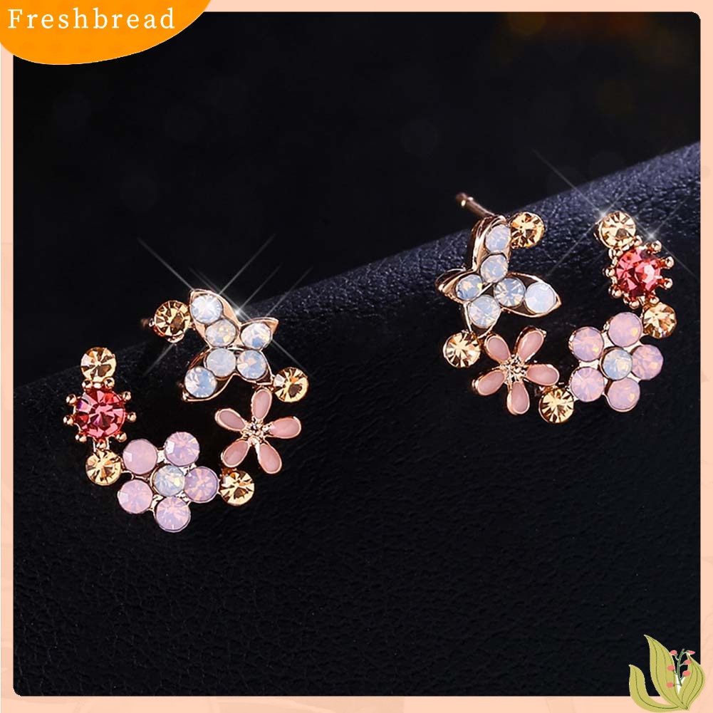 < Freshbread > Wanita Manis Berlian Imitasi Bunga Lingkaran Hati Menjuntai Telinga Stud Anting Perhiasan Hadiah