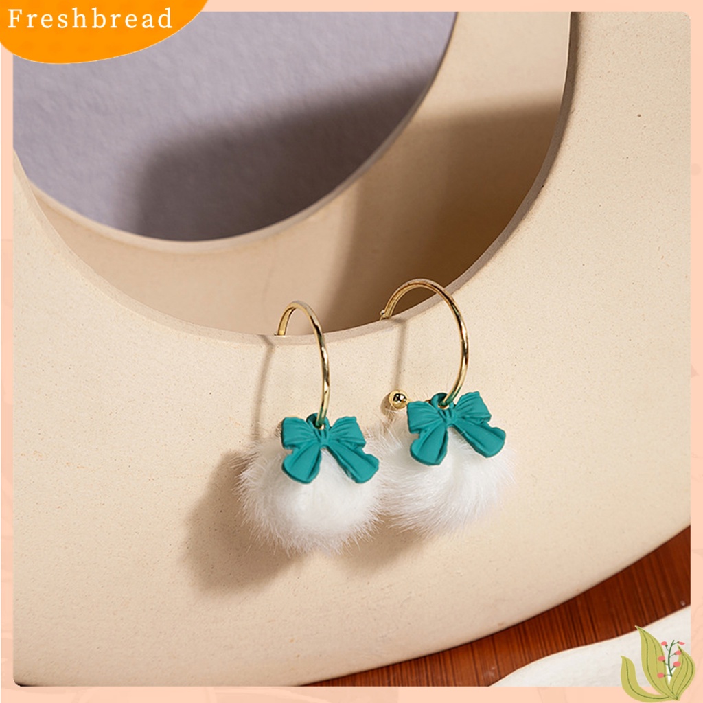 &lt; Freshbread &gt; 1pasang Anting Menjuntai Ikatan Simpul Manis Kupu-Kupu Hiasan Telinga Gaya Korea Kartun Kelinci Pompom Stud Earrings Untuk Pacaran