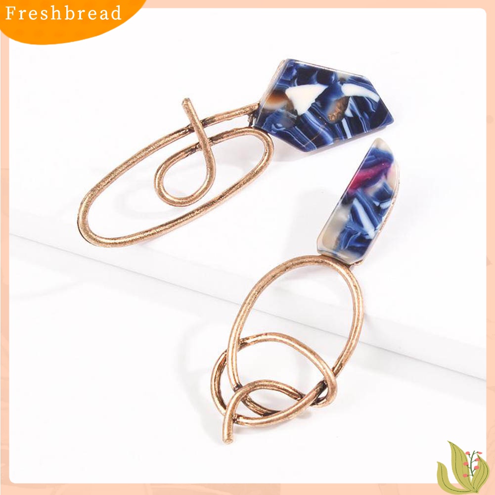 < Freshbread > Wanita Geometris Tidak Teratur Asimetris Berliku Menjuntai Stud Earrings Perhiasan Hadiah