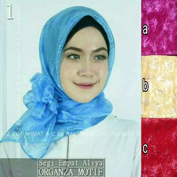 TERBATAS SEGIEMPAT ORGANZA MOTIF. JILBAB RAHMAT A-Z. KERUDUNG SEGI4. HIJAB