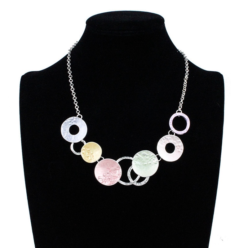 Kalung Kepribadian Korea Macaron Daun Geometris Bulat Berlebihan Untuk Wanita Perhiasan Pesona Jewellery Collier Femme