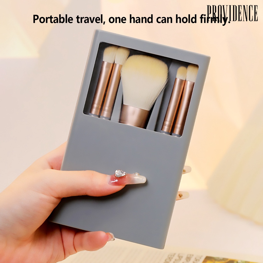 Providence 5Pcs/Set Makeup Brush Dengan Cermin Bulu Lembut Pegangan Non-slip Mudah Dibawa Eyeshadow Multifungsi Bedak Longgar Brush Kit Kosmetik