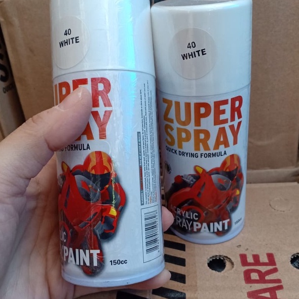 Zuper Spray Paint Pilok Pilox Warna White Glossy / Putih Kilap Mengkilap (P40) 150cc/150ml