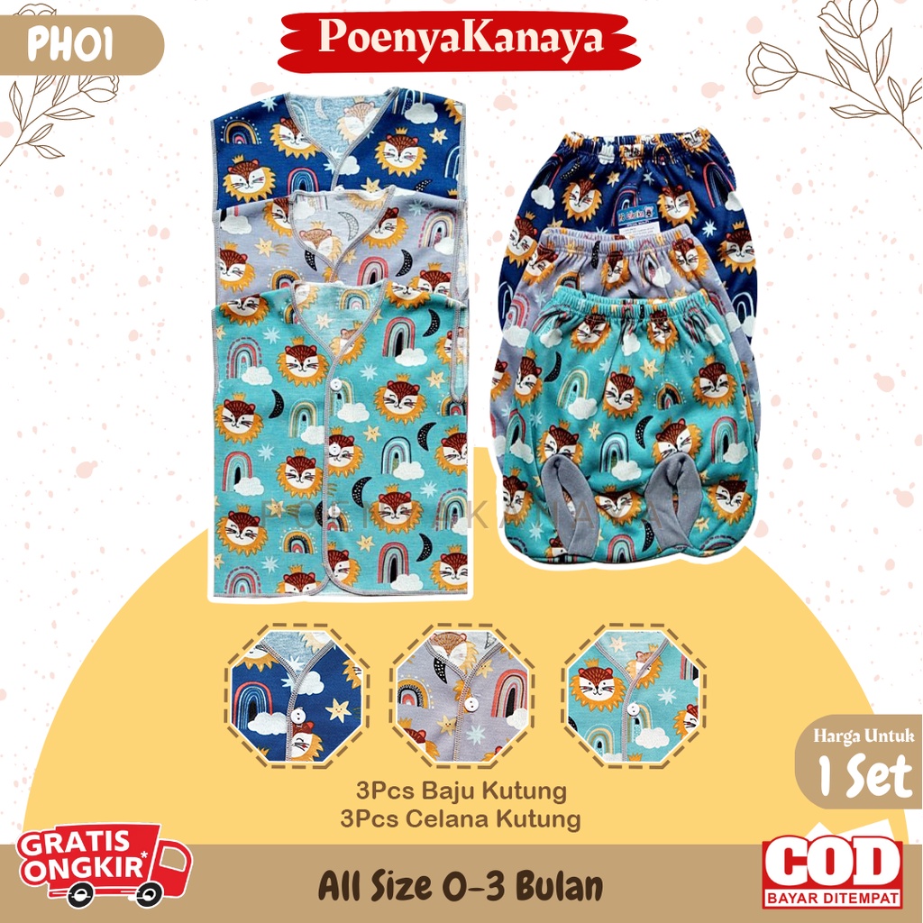 Paket 18pcs Setelan Baju Bayi Celana Bayi Baru Lahir Gift Set Baby PRINTING HBc PH01