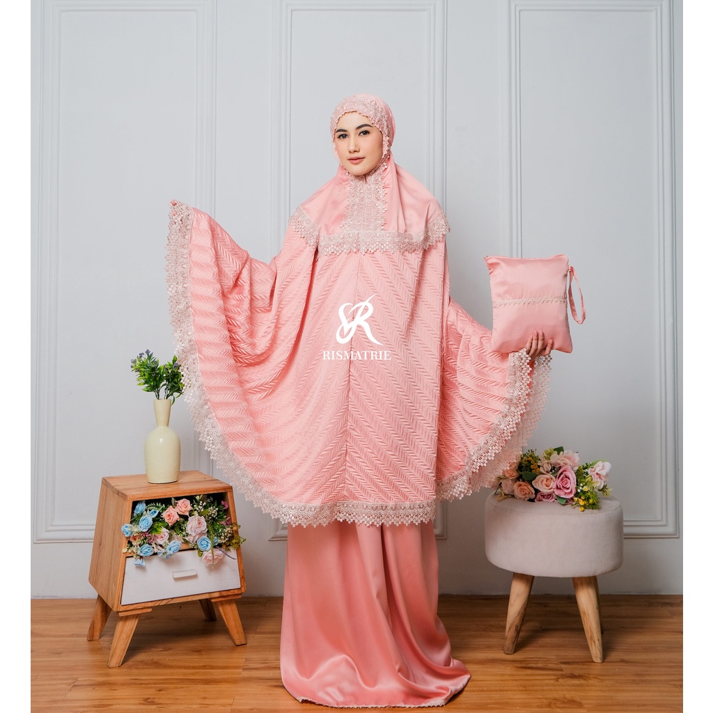 Mukena Dewasa Plisket Padi Renda