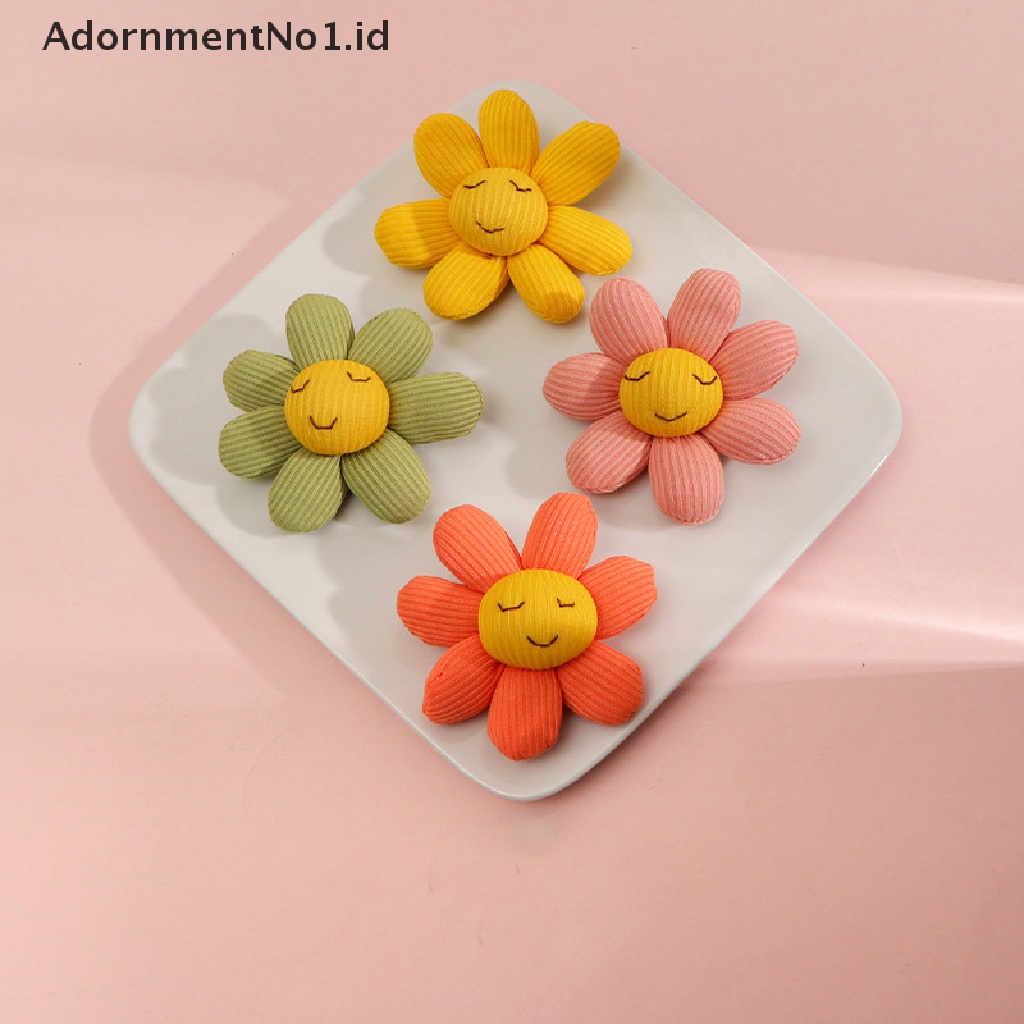 [AdornmentNo1] Katun Puffy Sunflower Smiley Face Bros Untuk Wanita Fashion Tanaman Kerah Pin Lencana Bros Pakaian Tas Aksesoris Perhiasan [ID]