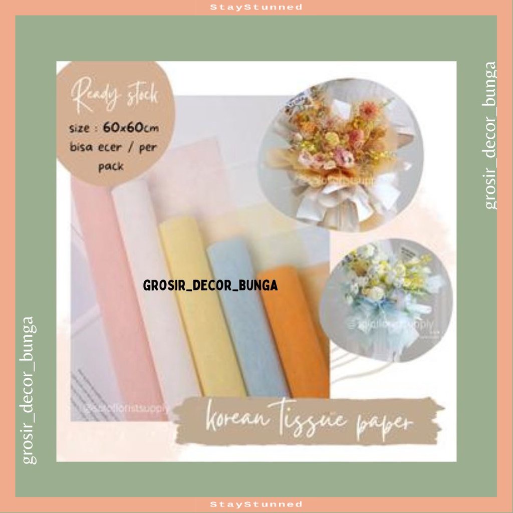 PROMO TERMURAH VIRAL KEKINIAN !!  [TERMURAH] KOREAN TISSUE PAPER FLOWER WRAPPING PREMIUM NONWOVEN NO