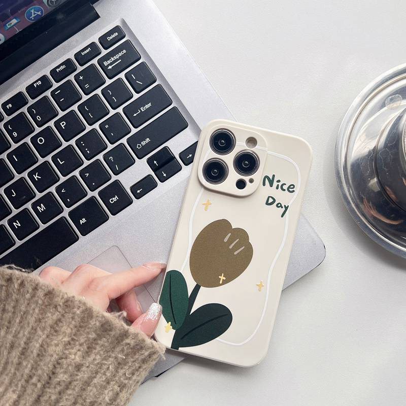 IPHONE Motif Samping Nice Day Tulip Soft Case iP Iphone7 8 14+Plus SE 2020 X XR XS Max11 12 13 Pro Max FTD Casing Apple