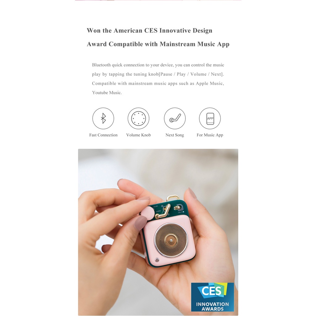 MUZEN MW-P1 Tombol Mini Bluetooth Speaker Hadiah Klasik Kreatif Logam Kecil Suara Nirkabel