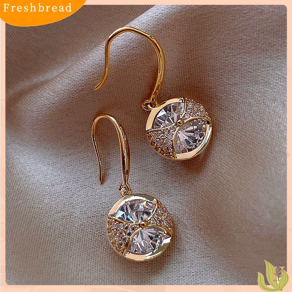 {In Stock} 1pasang Anting Kait Liontin Bulat Perhiasan Berlian Imitasi Halus Tahan Lama Drop Earrings Untuk Pernikahan