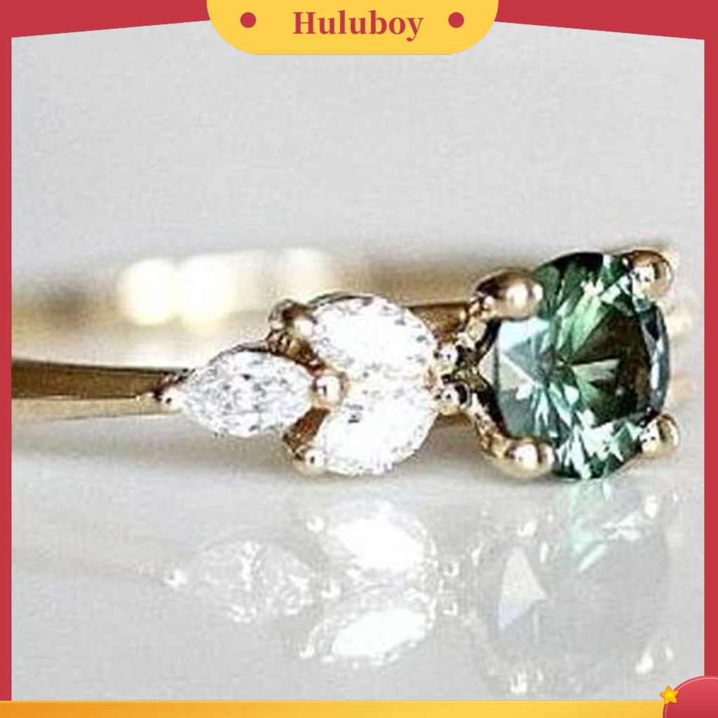 {Ready Stock} Lady Finger Ring Indah Berlian Imitasi Hijau Cubic Zircon Female Ring Untuk Pernikahan