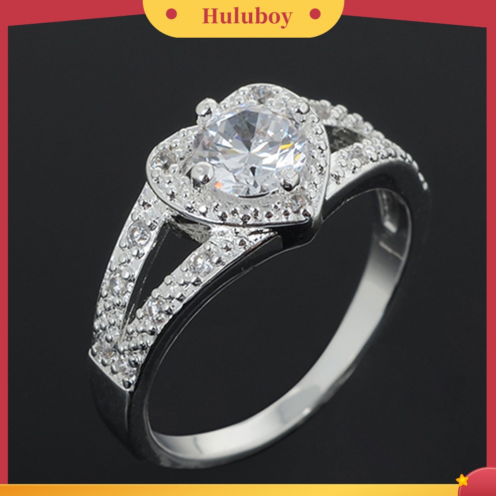 {Ready Stock} Wanita925 Sterling Silver Kristal Cinta Berbentuk Hati Cincin Pengantin Pernikahan Perhiasan