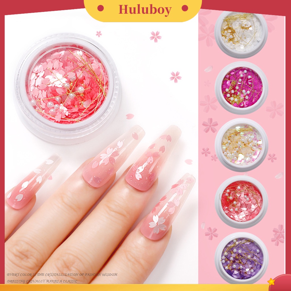 {In Stock} 1kotak Payet Kuku Bentuk Bunga Warna Cerah Ultra-Tipis Mengkilap Efek Visual Pertunjukan Pesona Unik Kelopak Hewan Peliharaan Nail Art Paillettes Sequin Flakes Ornamen Untuk Salon Kuku