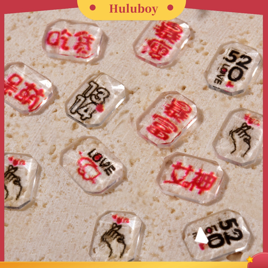 {In Stock} 50Pcs/Pack Pesona Resin Kuku Motif Karakter Cina Kreatif DIY Kerajinan Nail Art Dekorasi Perhiasan Untuk Wanita