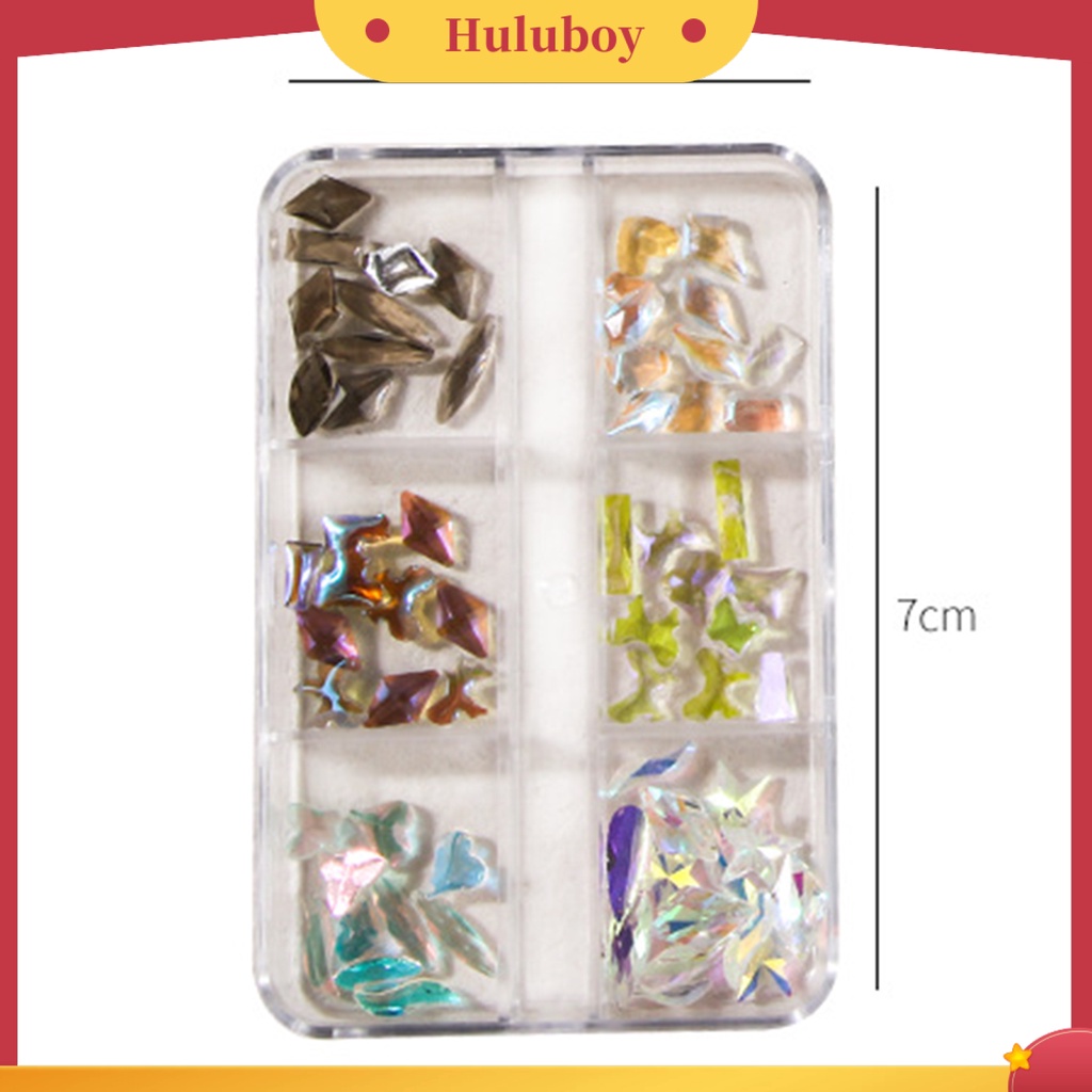 {In Stock} 1kotak Nail Art Dekorasi Bersinar Tiga Dimensi Gloss DIY Camelia Berlian Imitasi Lima Kelopak Bunga Hati Pesona Kuku Untuk Salon Kuku