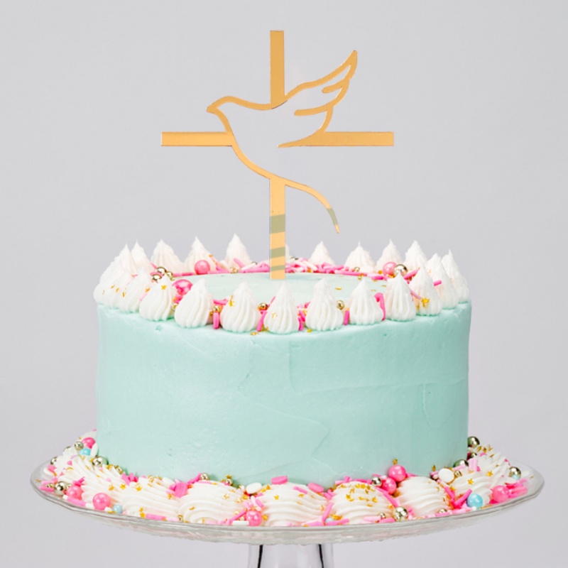 Peace Dove Berbentuk Topper Kartu Coklat Muffin Es Krim Hiasan Baking Dessert Decor Aksesoris Emas Akrilik Kue Insert Plate