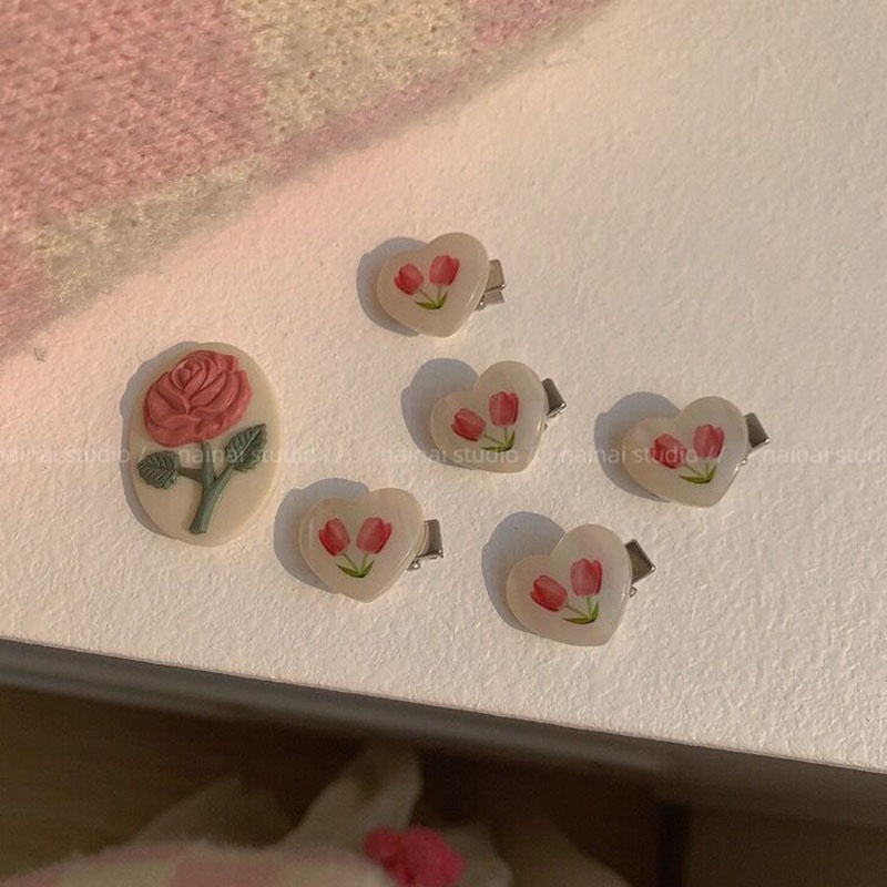 1pc Fashion Wanita Resin Geometris Jantung Bunga Jepit Rambut