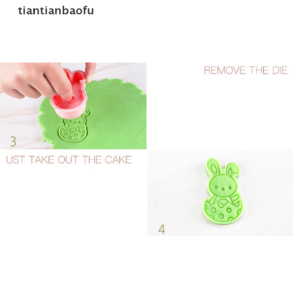 [tiantianbaofu] 6pcs Cetakan Biskuit Kelinci Paskah Plastik Bunny Egg Cookie Cutter Stamp Embosser Boutique