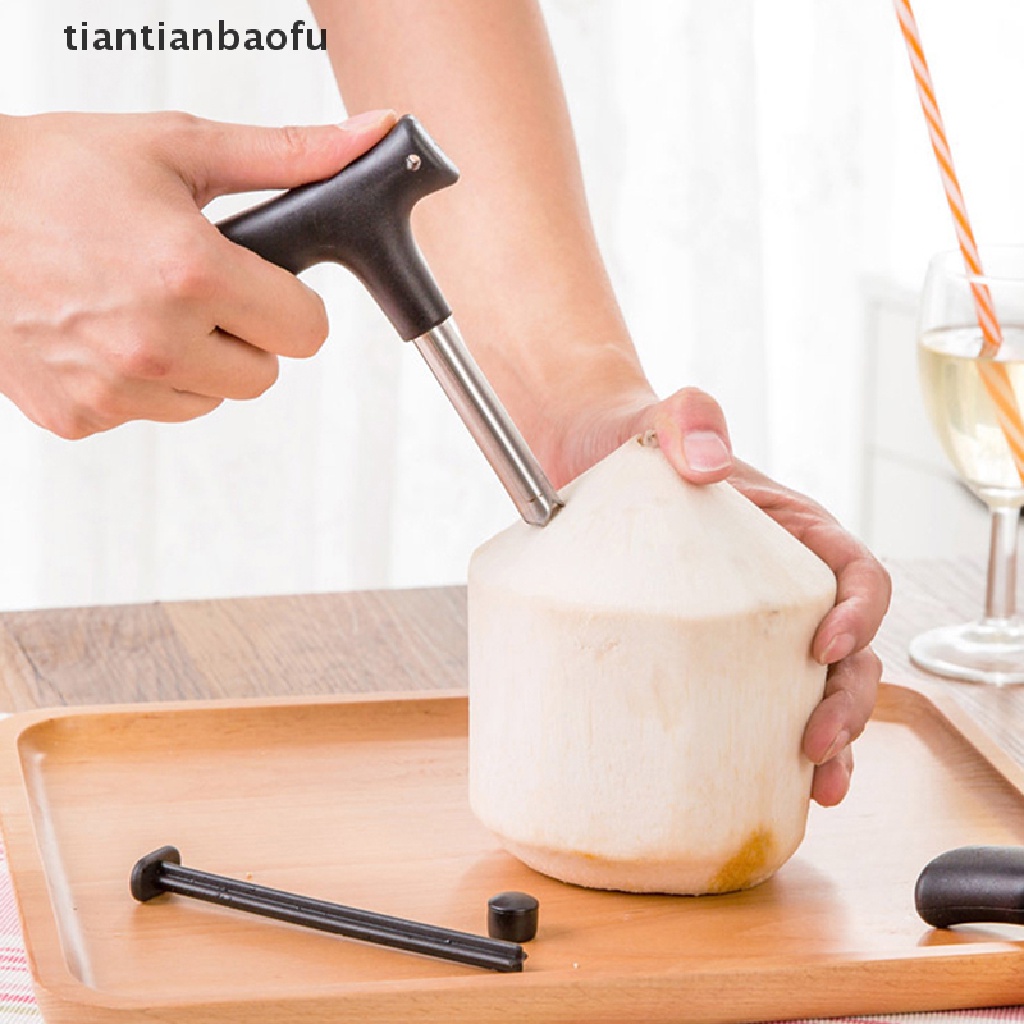 [tiantianbaofu] The Coconut Opener Tool Black Buka Lubang Potong Alat Pembuka Buah Dapur Gadget Butik