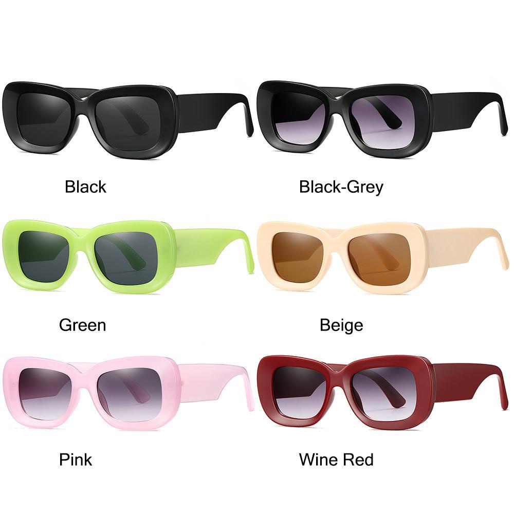 R-flower Rectangle Sunglasses Vintage Punk Bingkai Tebal Shades