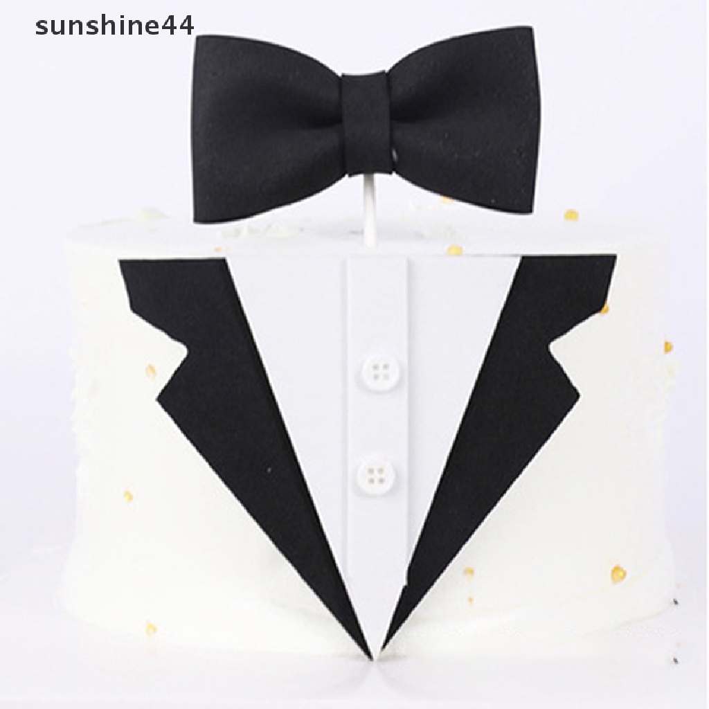 Sunshine Bowtie Kerah Decorag Alat Pria Setelan Topper Kue Cupcake Hari Ayah Pesta DIY ID