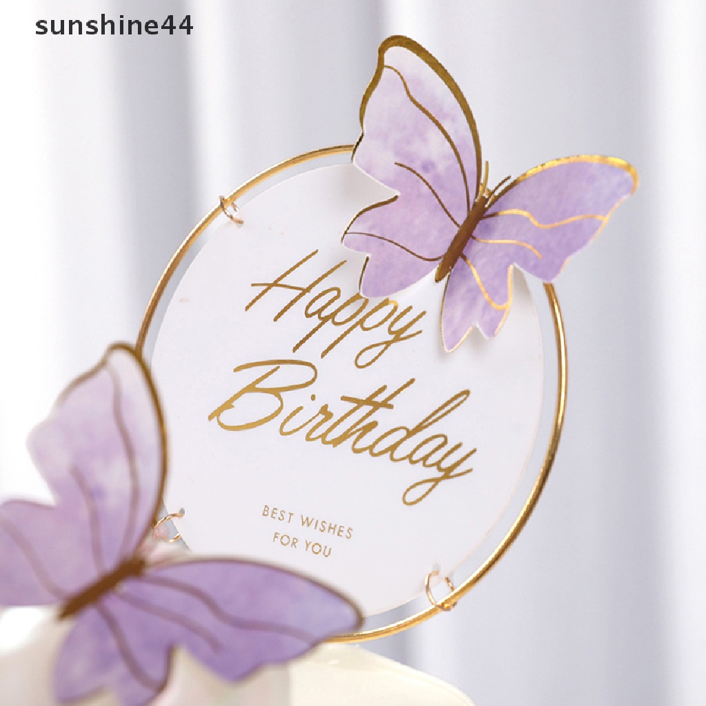 Sunshine 10Pcs Butterfly Cake Toppers Happy Birthday Hiasan Kue Dekorasi Pesta Pernikahan ID