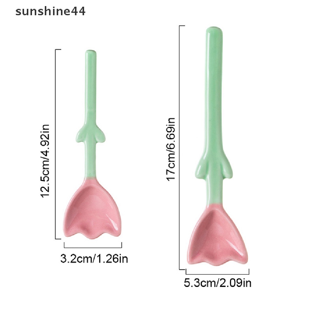 Sunshine 1Pc Sendok Keramik Bentuk Tulip 3D Bunga Sendok Kopi Sarapan Dessert Spoon ID