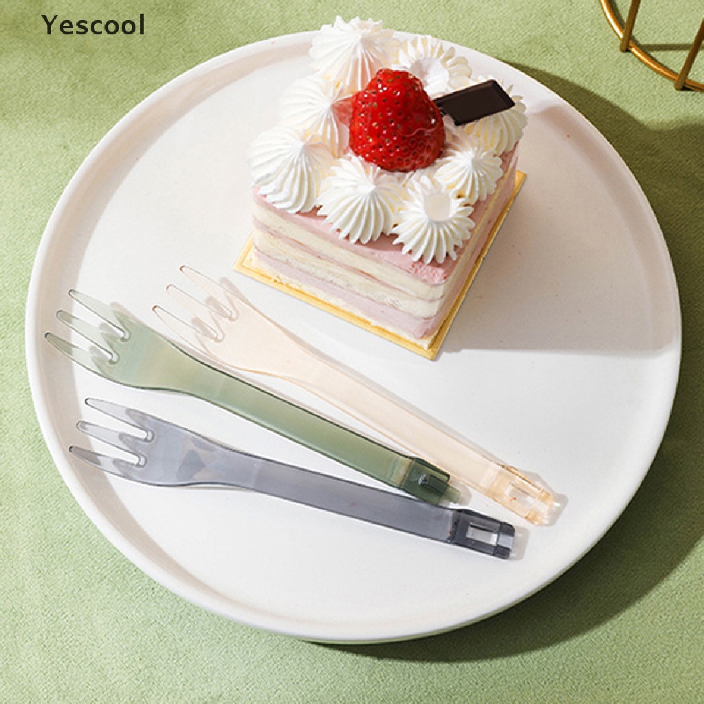 Yescool 20Pcs/Box Kreatif Buah Garpu Klip 2-in-1 Penghapusan Kue Klip Dessert Fork ID