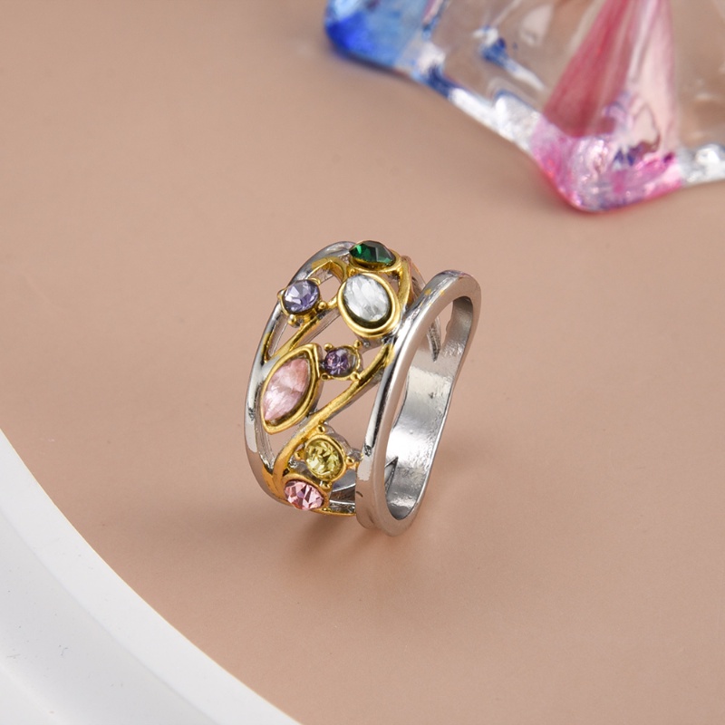 [Unggulan] Fashion Cincin Gelombang Geometris Fancy Diamond Ring Handmade Hias Zirkon Hoop Multi Color Gemstones Design circlet Fashion Aksesoris Tangan Untuk Wanita