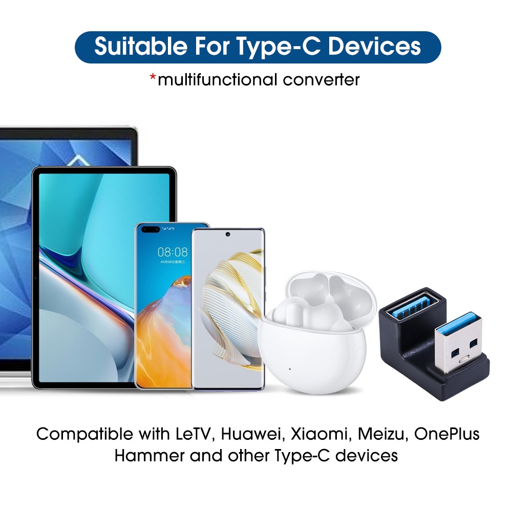 Adaptor Usb Male to Type-c Female Berbentuk U/Adaptor OTG Adaptor 10Gbps/konverter Notebook Ponsel/Konektor Transmisi Data Aksesoris 3C