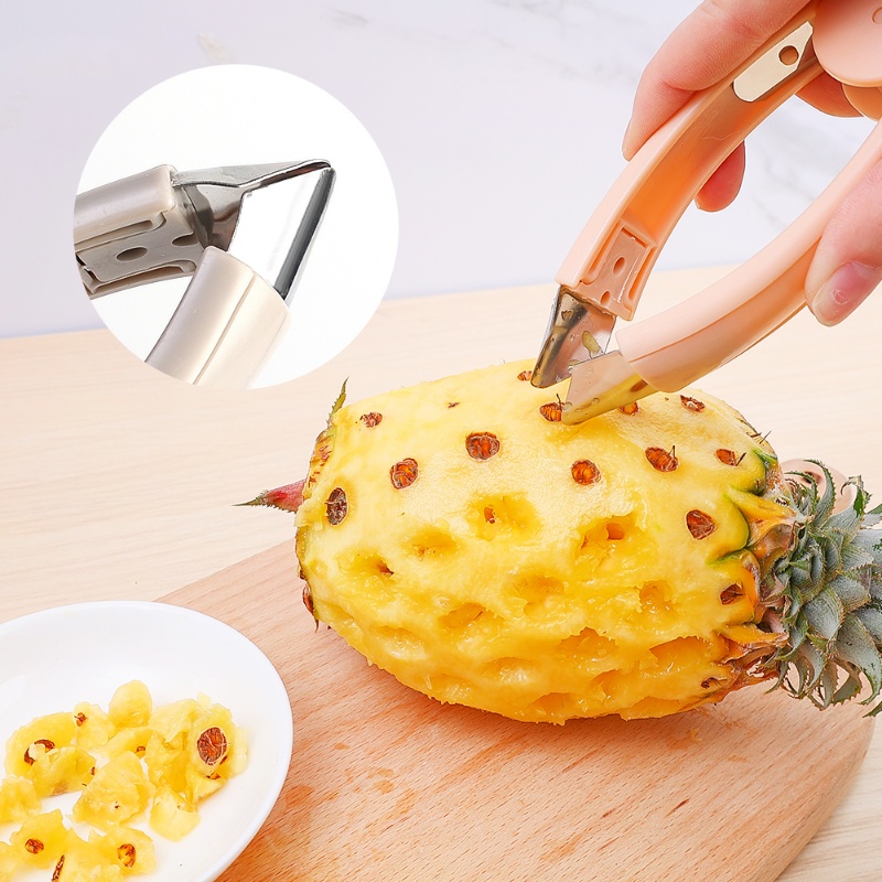 Penjepit Penggali Wortel Tomat Becak Efisien Mudah Dapur Gadget Anti Selip Buah Sayuran Penggali Lubang Biji Strawberry Klip Pencabut Stainless Steel Pineapple Eye Corer