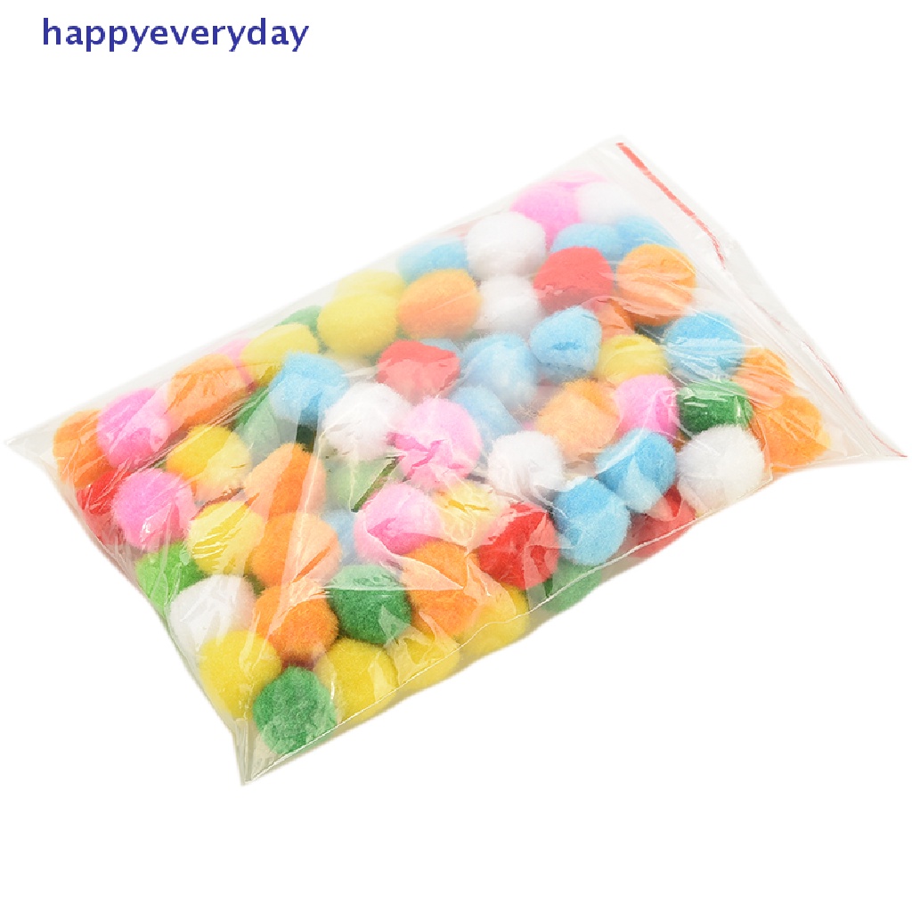 [happy] 100pcs Pom Pom Berbulu Lembut Warna Campur Untuk Kerajinan Tangan Anak 20mm 30mm 40mm [ID]