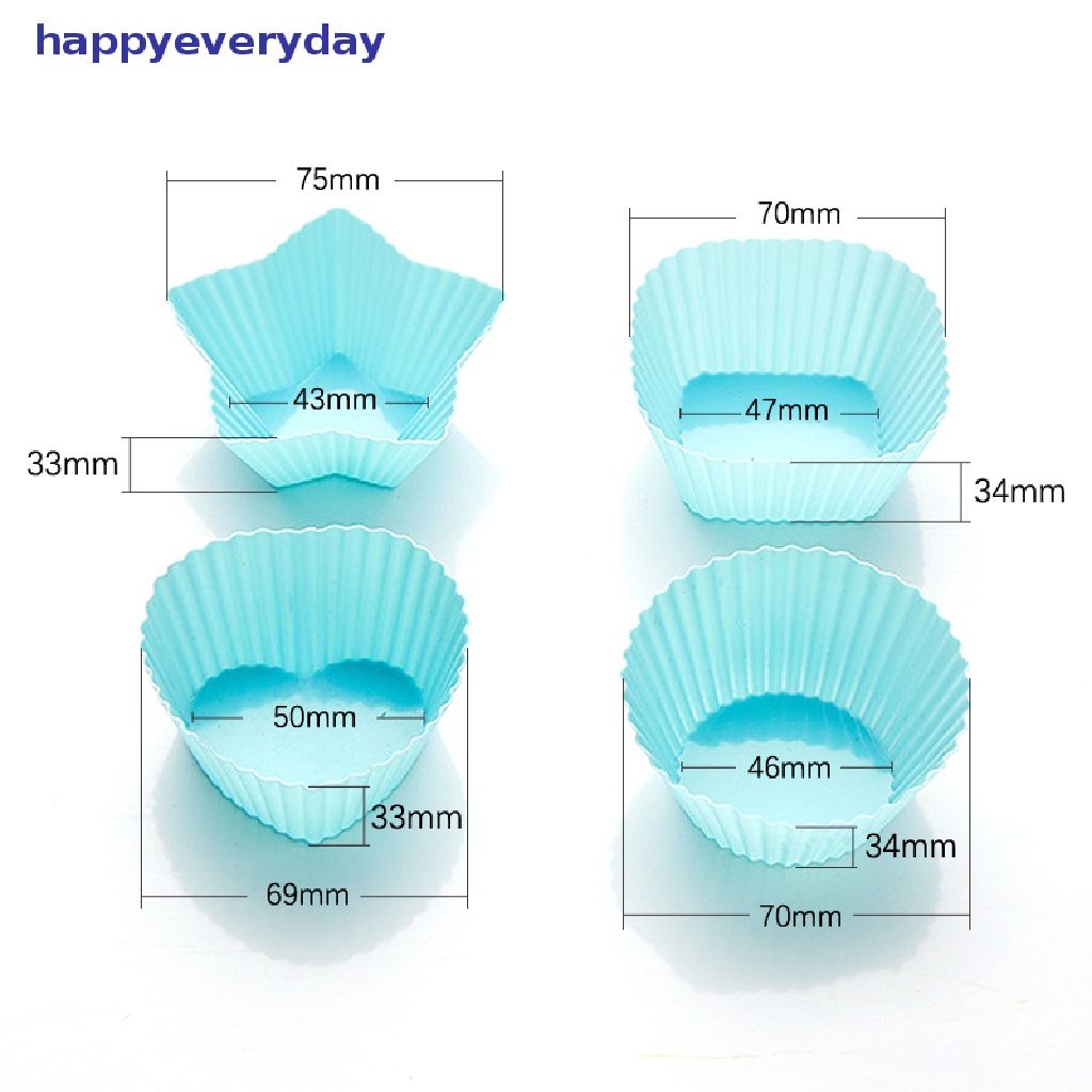 [happy] 10pcs Silicone Reusable Cetakan Kue Cupcake Muffin Cup Pastry Alat Cetakan Kue [ID]