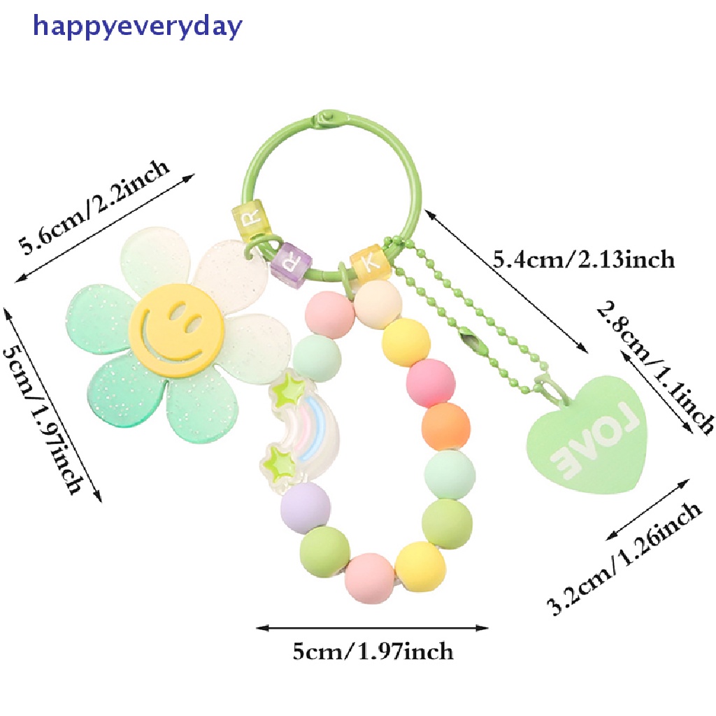 [happy] Gantungan Kunci Pendnat Bunga Matahari Lucu Untuk Wanita Gaya Korea Tas Keychain Berwarna Manik-Manik Gelang Keyrings Aksesoris Untuk Earphone [ID]