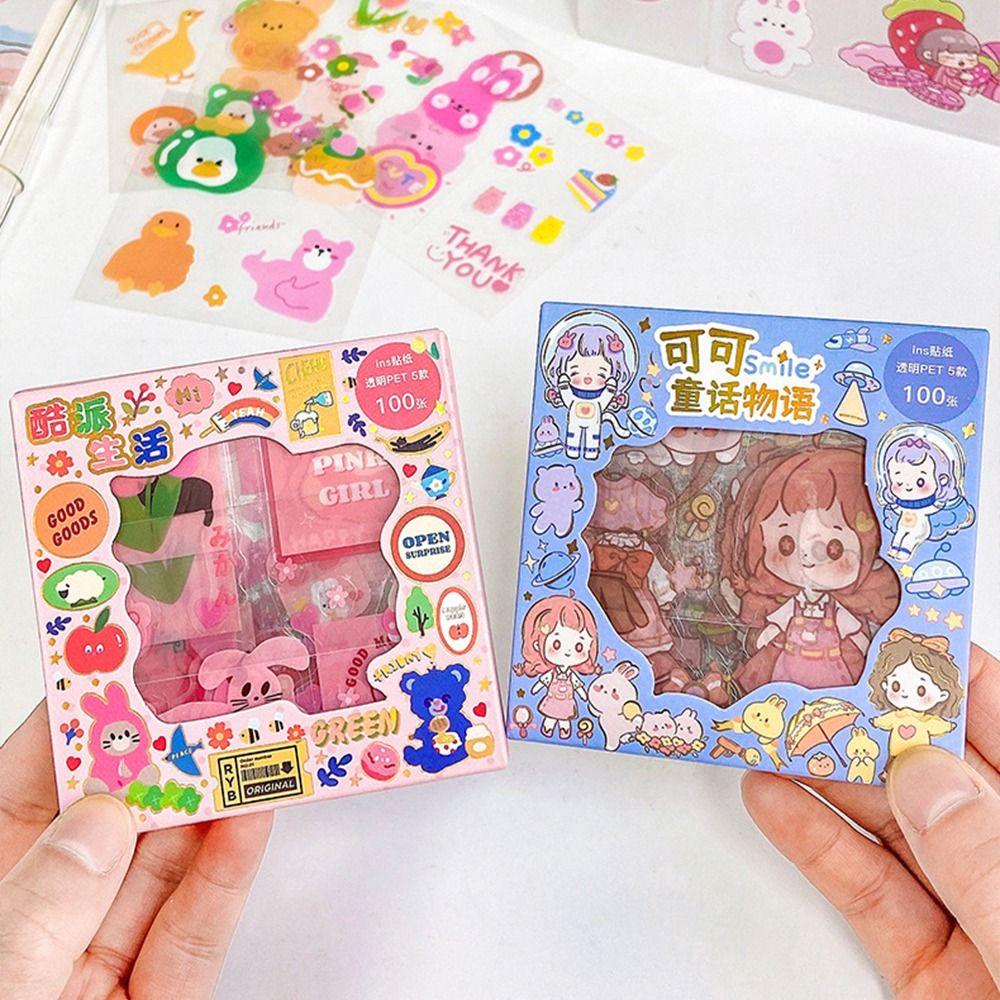 Mxbeauty Kotak Goo Card Guka Sticker Set Lucu Tahan Air Siswa Tangan Akun Diary Notebook Goo Card Stiker Dekoratif Stiker