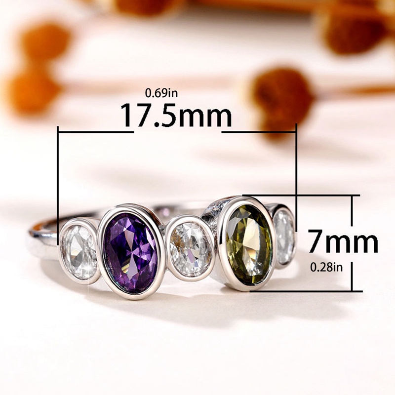 Cincin Vintage Untuk Wanita Bertatahkan Olive/Ungu/Putih CZ Sederhana Bergaya Lady's Finger Ring Perhiasan Ulang Tahun Pesta