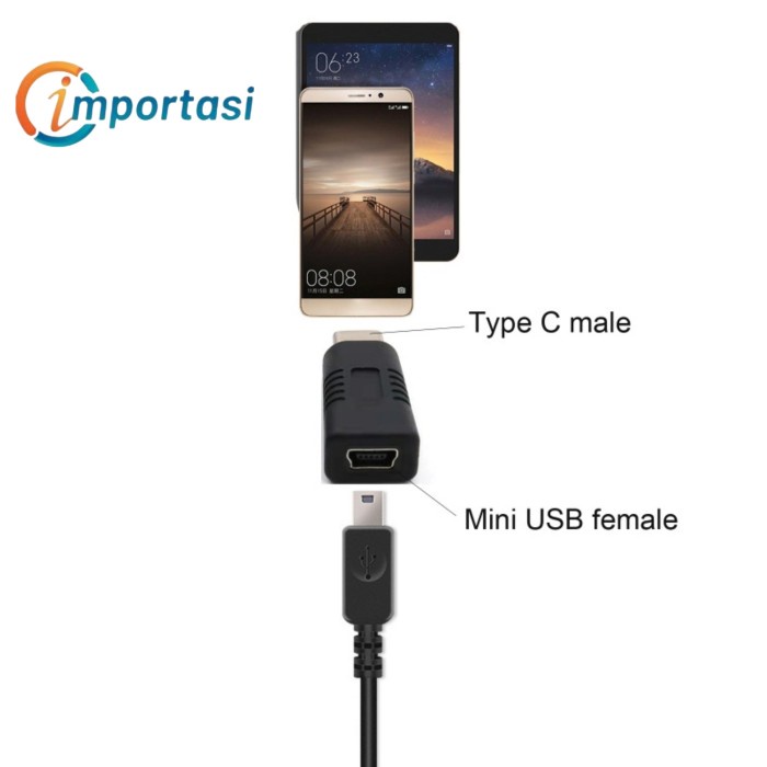 Adapter Mini USB Female to USB Type C Male Phone Tablet Laptop Macbook