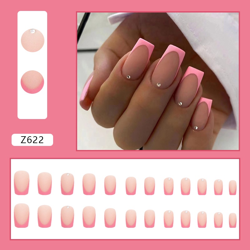 Z622 New Fashion Cantik Berlian Imitasi Dekorasi Kuku Palsu 24pcs/box
