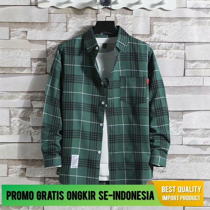 Kemeja Korea Plaid Panjang Tidur Korea Lepas Trend Tampan Besar Siswa Coat New Pria Shirt Dalam Sprd