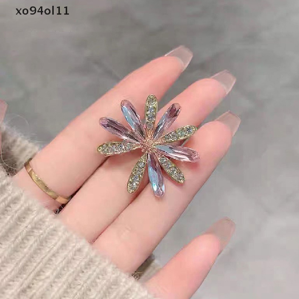 Xo Korea Kristal Kaca Bunga Daisy Bros Perempuan Sederhana Bros Jas Mantel Aksesoris Perhiasan Pernikahan Kasual Broche Hadiah Anti Slip Pin Untuk Jas OL