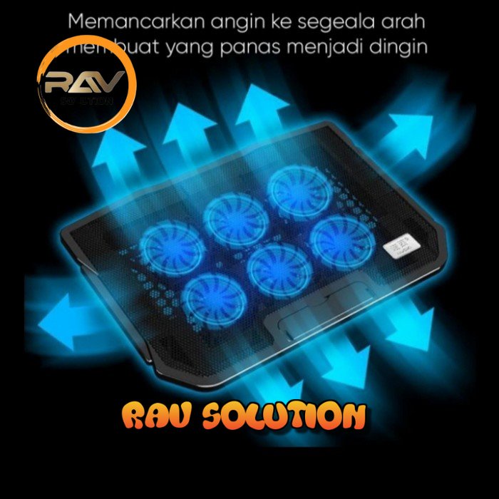 Cooling Pad Nuoxi H9 / cooling pad 6 kipas biru / pendingin laptop - SET A