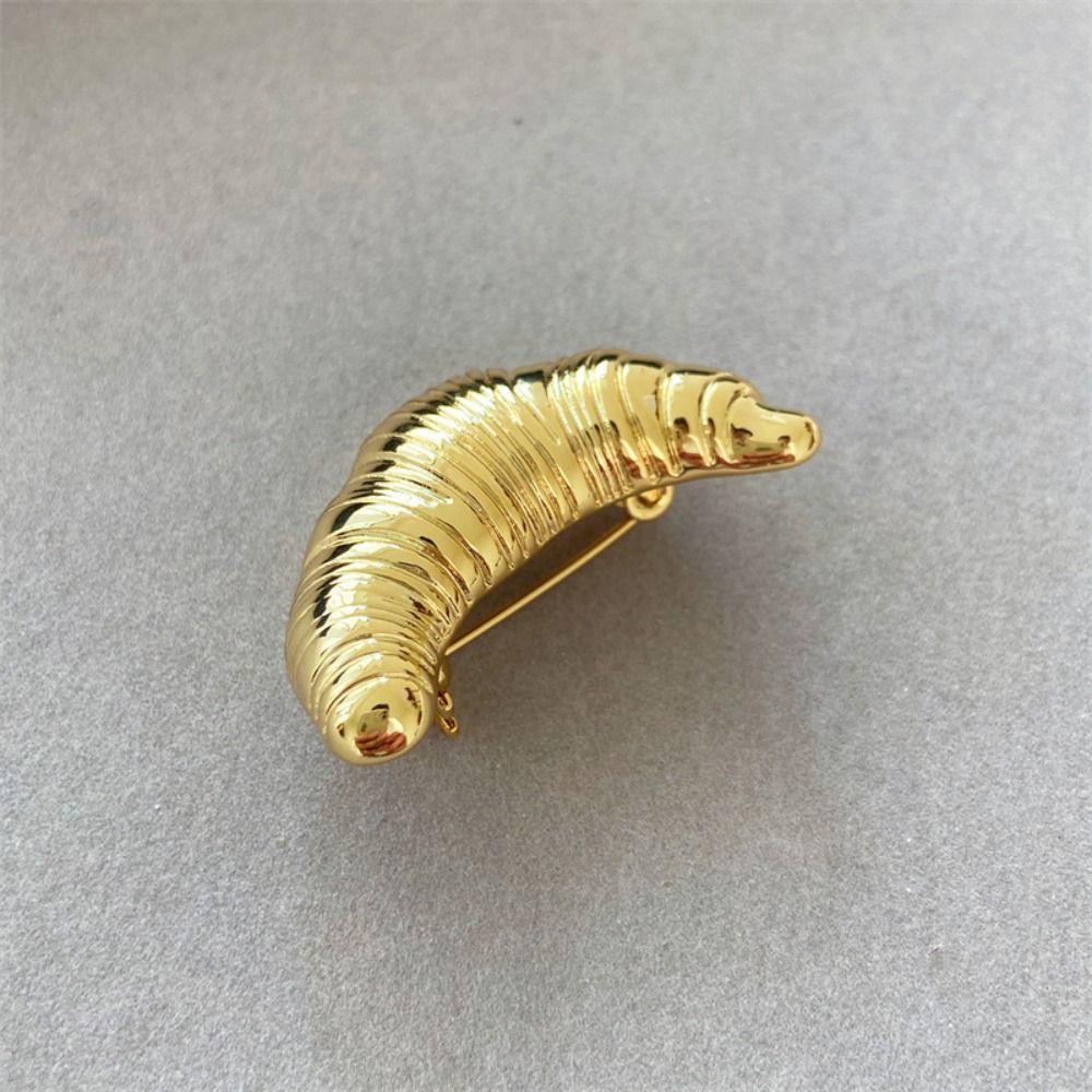 Agustina Croissant Badge Kepribadian Lapel Perak Kerah Aksesoris Alloy Golden True-life Pin