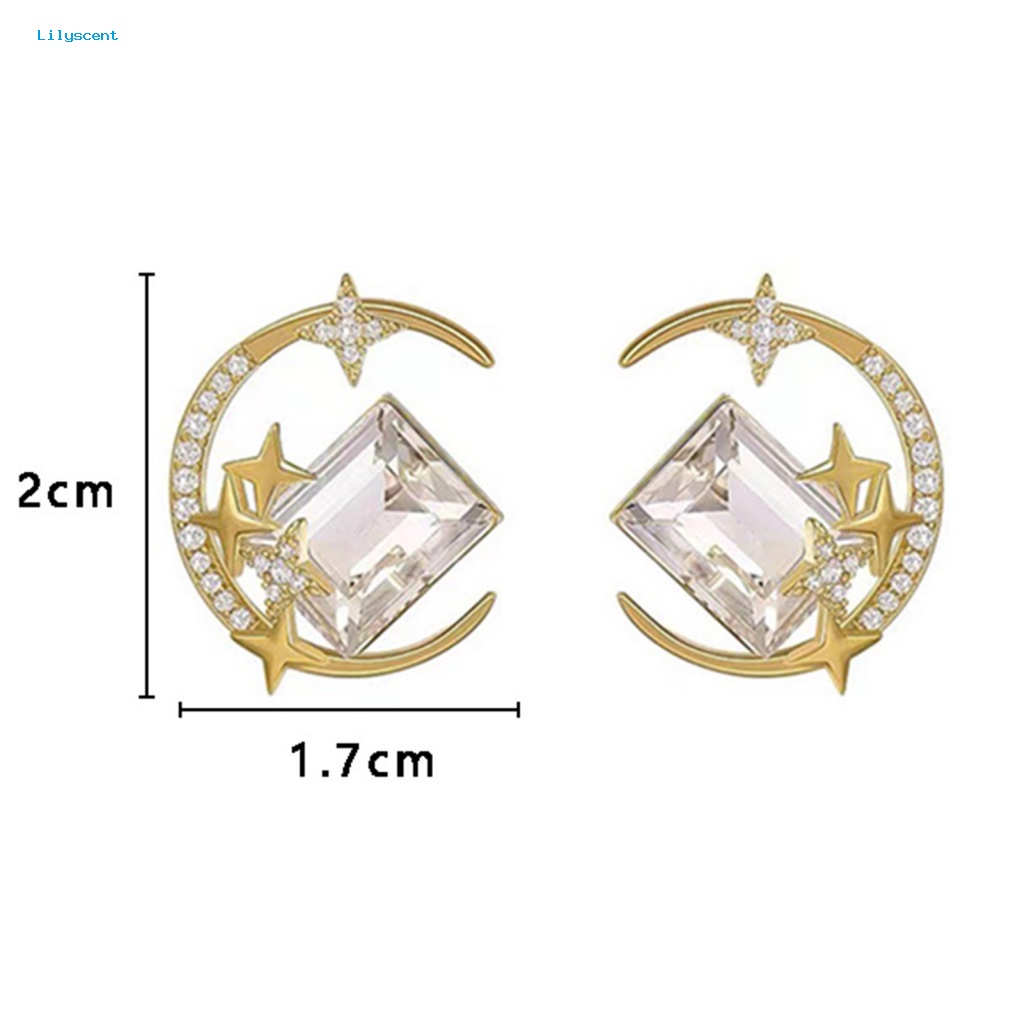 Lilyscent 1pasang Anting Wanita Tahan Pudar Untuk Lady Women Jewelry Stud Earrings Ear Decoration Sparkling