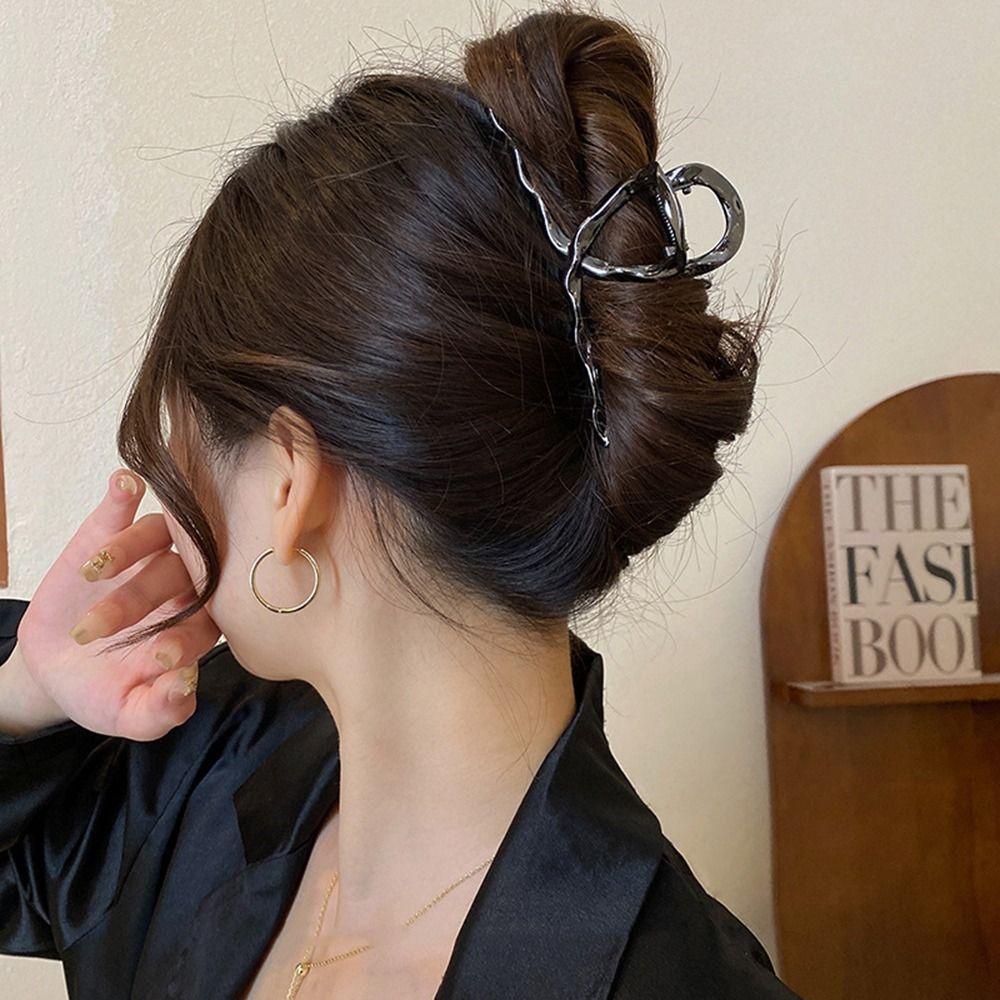 AUGUSTINA Temperamen Kepribadian Cakar Rambut Silang Untuk Gadis Hiasan Kepala Ponytail Holder Metal Untuk Wanita Women Hair Clips